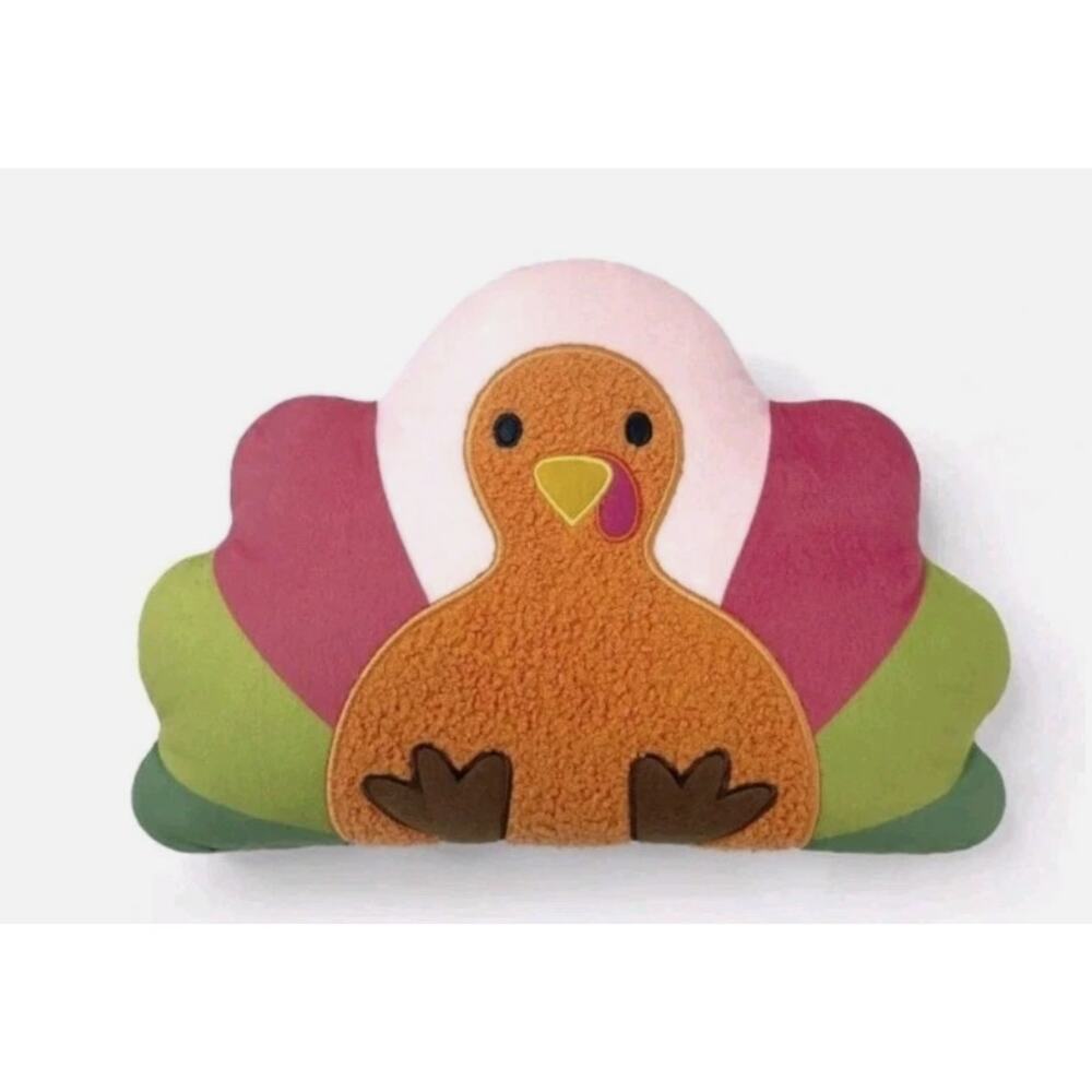 TURKEY Decorative Plush Pillow Bullseye Thanksgiving 12" x 12"